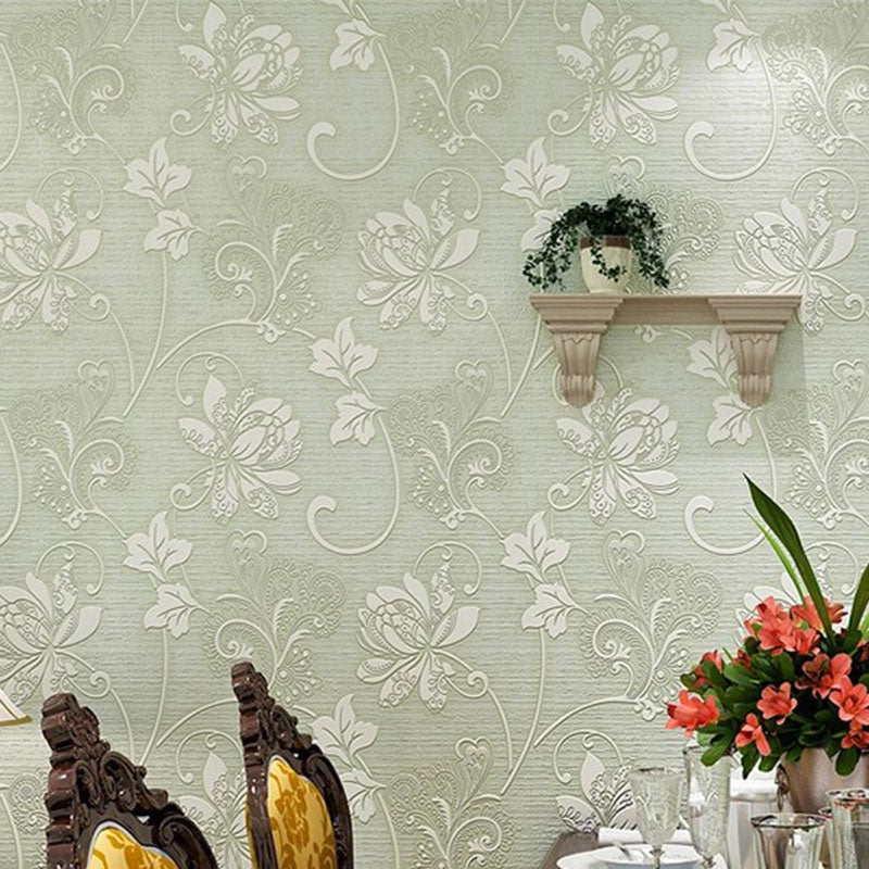 Entwined Leaves and Blossoms Wallpaper Bedroom Decorative Wall Covering in Soft Color, 20.5"W x 16.5'L, Peel and Stick