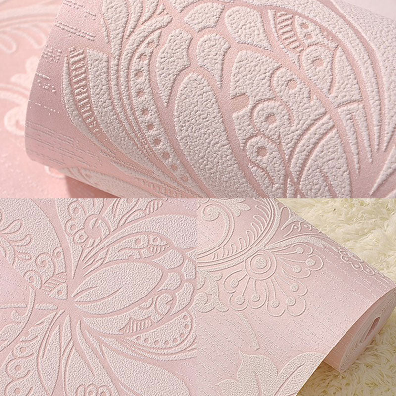 Entwined Leaves and Blossoms Wallpaper Bedroom Decorative Wall Covering in Soft Color, 20.5"W x 16.5'L, Peel and Stick