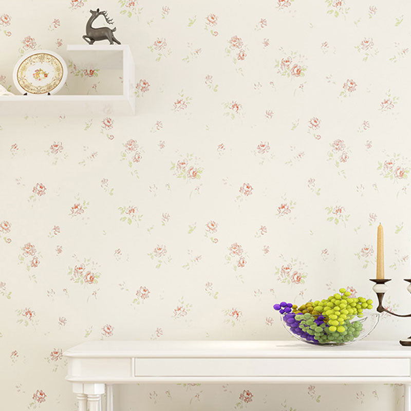 Rustic Non-Woven Fabric Wall Covering Natural Color Flower Wallpaper, 33'L x 20.5"W