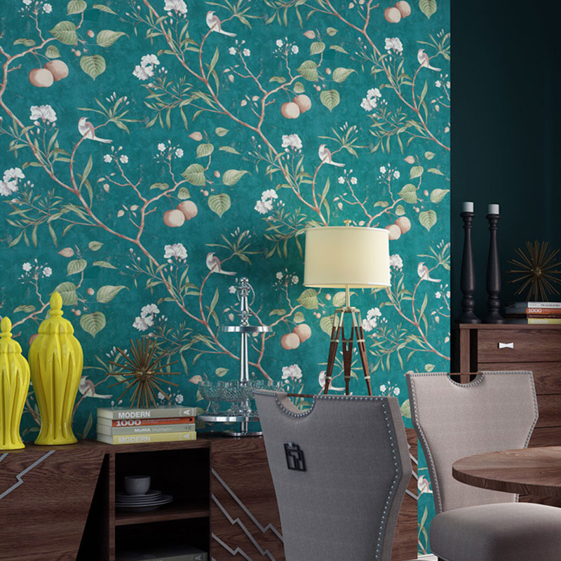 Stain-Resistant Apple Tree Wallpaper Roll 20.5"W x 31'L Countryside Removable Wall Covering for Guest Room Decor