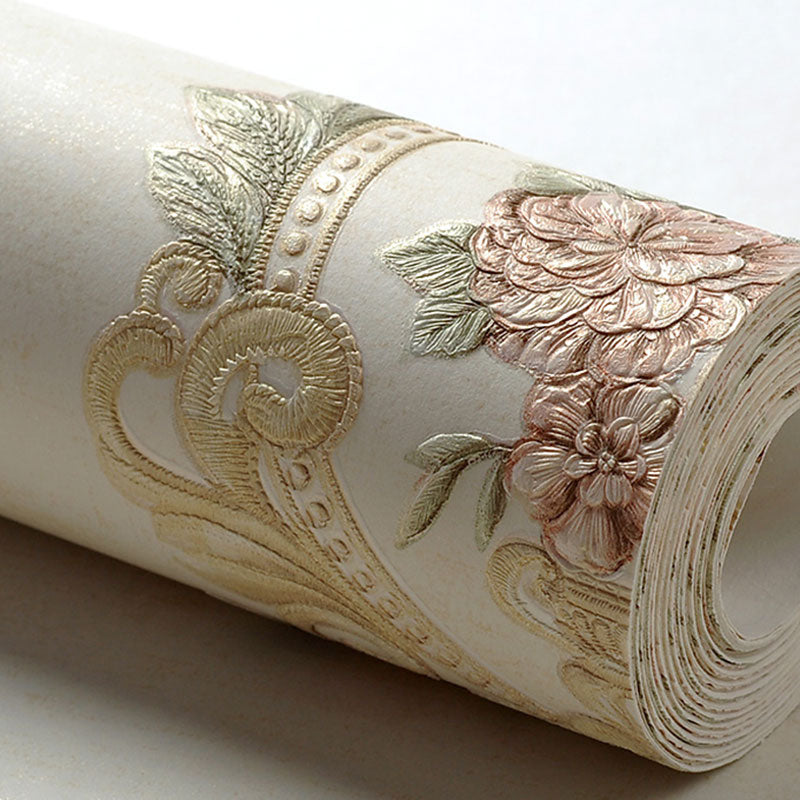 Rouleau de papier peint à fleurs de couleur pastel, décoration murale résistante à l'humidité pour le salon, 57,1 pieds carrés