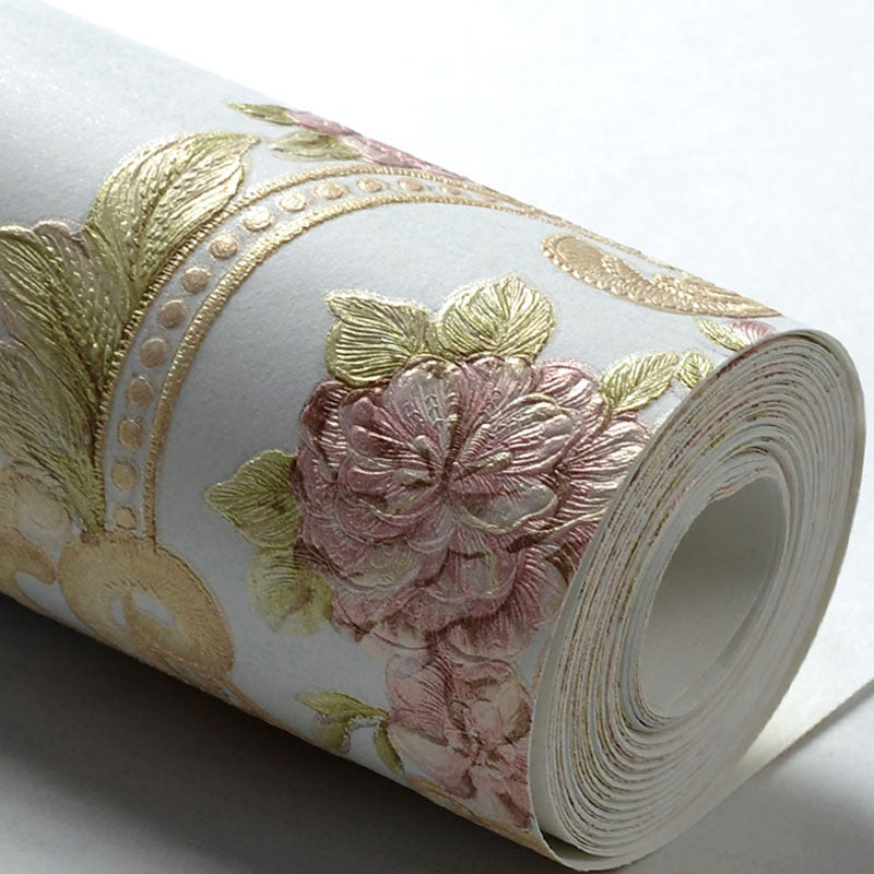 Rouleau de papier peint à fleurs de couleur pastel, décoration murale résistante à l'humidité pour le salon, 57,1 pieds carrés