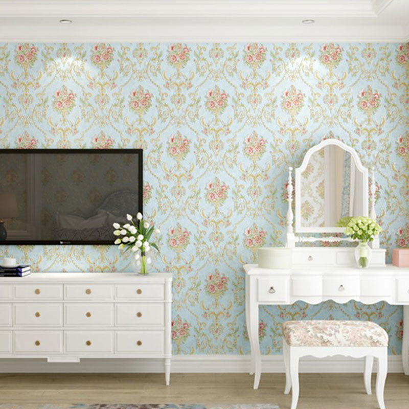 Rouleau de papier peint à fleurs de 19,5 pi x 20,5 po pour chambre de fille, décoration murale à motif en relief de couleur douce, amovible