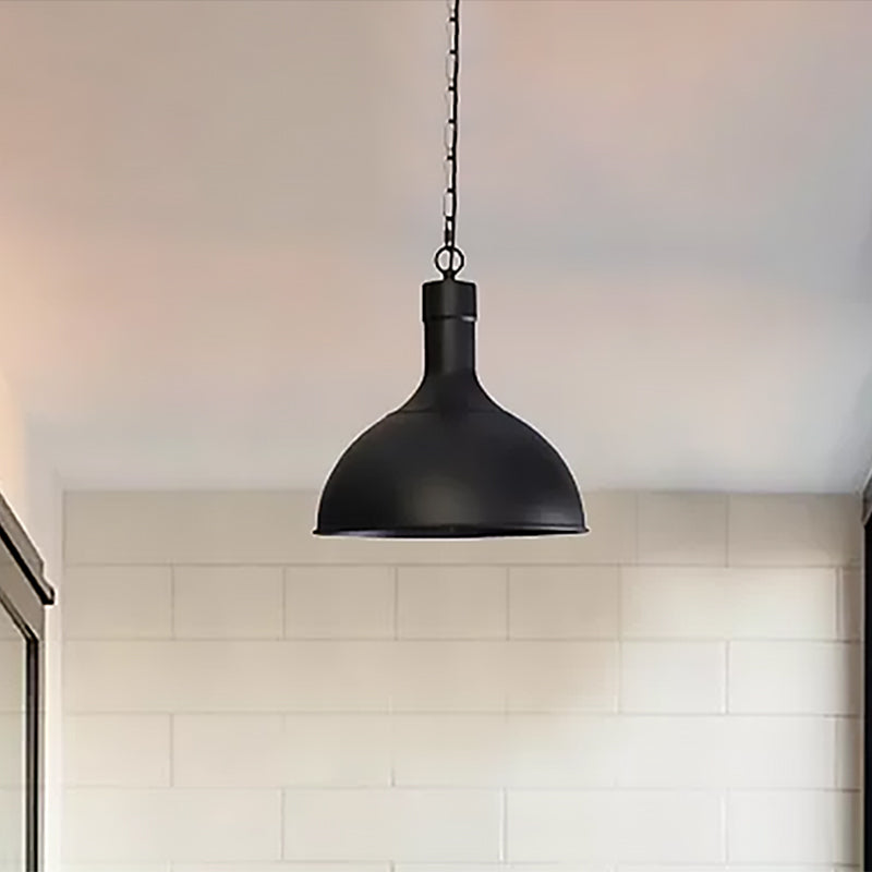 Luce a ciondolo in ottone/nero in metallo tonalità cupola 1 stile vintage in stile vintage lampada a soffitto appesa per balcone