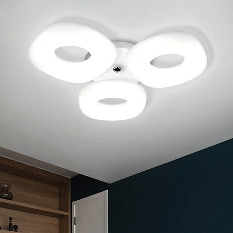 Circolo di luce del soffitto bianco a filo bianco contemporaneo 3/4 teste a soffitto a LED per la camera da letto del soggiorno
