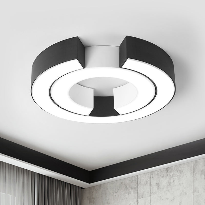 Black Double C Shaped Ceiling Mount Light Fixture Simple Metal LED Flush Mount Lamp for Office in Warm/White, 19.5"/23.5" Wide