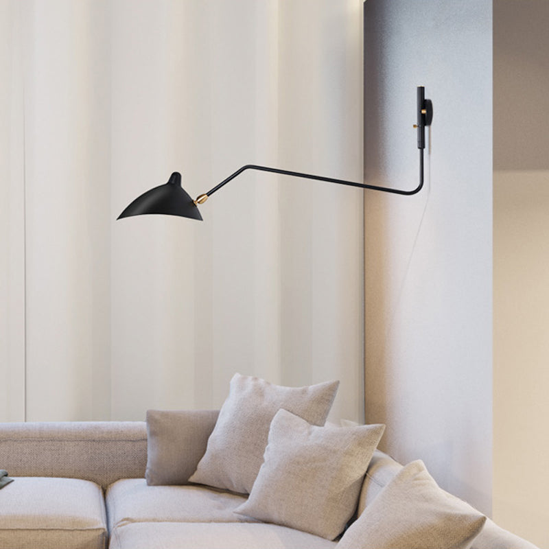 1/2-Licht-Wohnzimmer Wandleuchten mit gebogenem Arm Metallic Shade moderner Stil Schwarz/Weiß-Wandmontagelampe