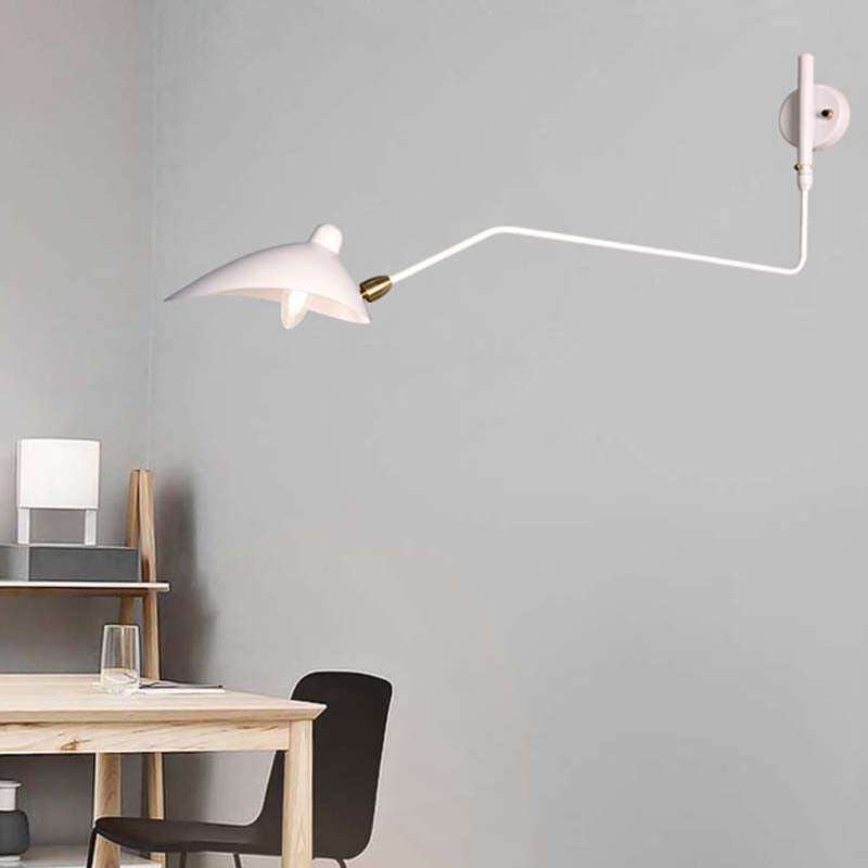 1/2-Licht-Wohnzimmer Wandleuchten mit gebogenem Arm Metallic Shade moderner Stil Schwarz/Weiß-Wandmontagelampe