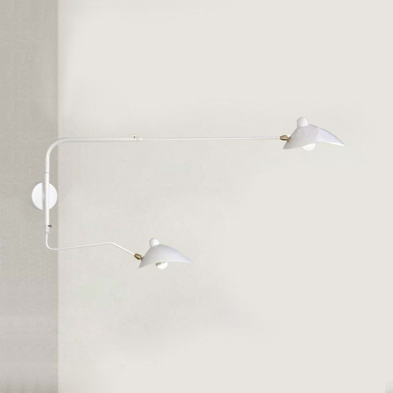 1/2-Licht-Wohnzimmer Wandleuchten mit gebogenem Arm Metallic Shade moderner Stil Schwarz/Weiß-Wandmontagelampe