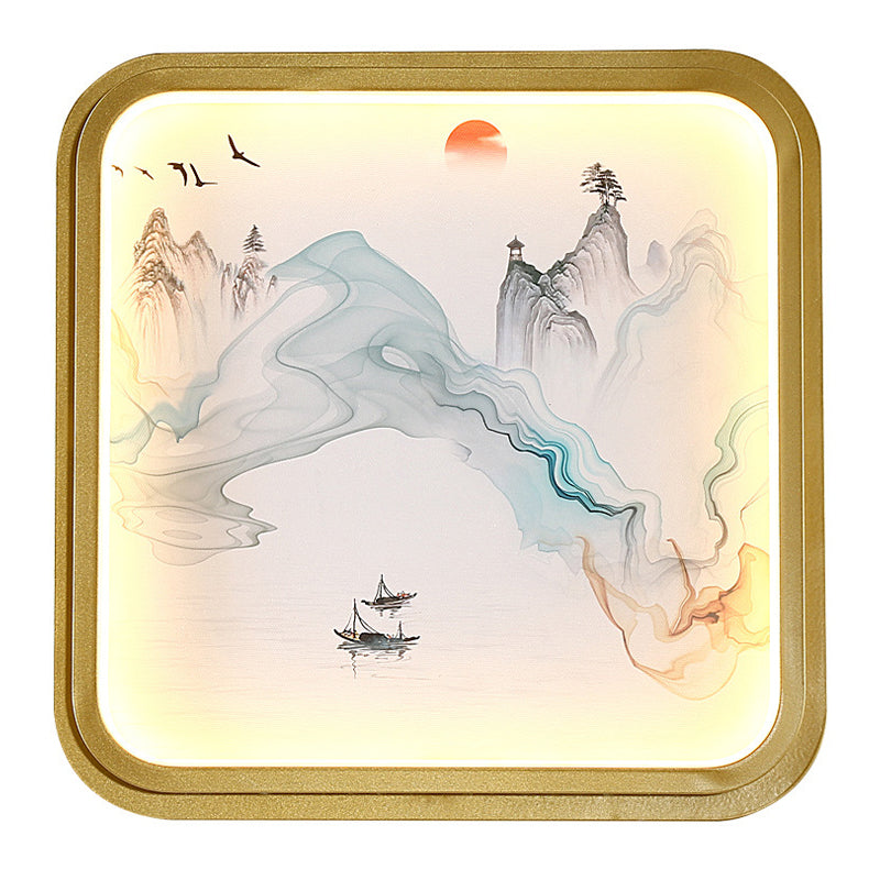 Pessette à la main / montagne mural éclairage chinois tissu salon