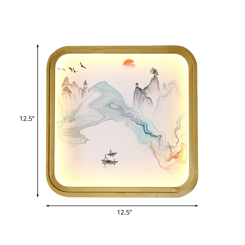 Pessette à la main / montagne mural éclairage chinois tissu salon