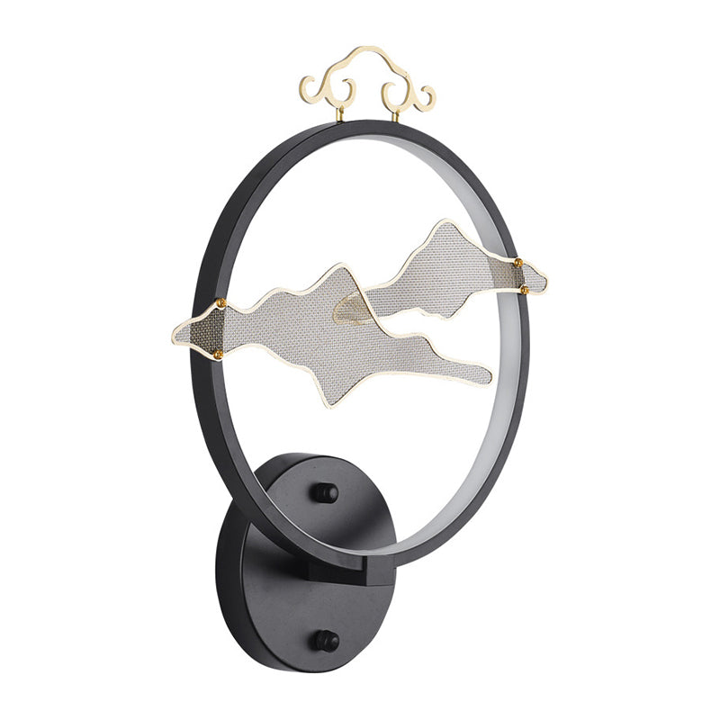 Cloud Minimaliste lampe murale en aluminium Murmure de mur de mur à LED intégré en noir pour le salon