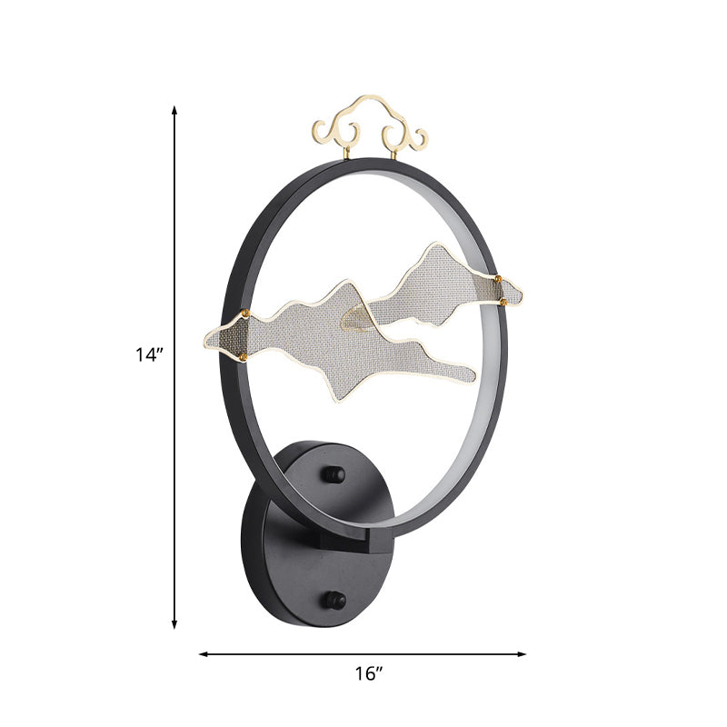 Cloud Minimaliste lampe murale en aluminium Murmure de mur de mur à LED intégré en noir pour le salon