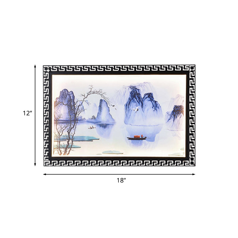 Scène de montagne bleu foncé éclairage mural Asie LED TABLE MUR MURME MURD POUR RAMANDE FAMILLE