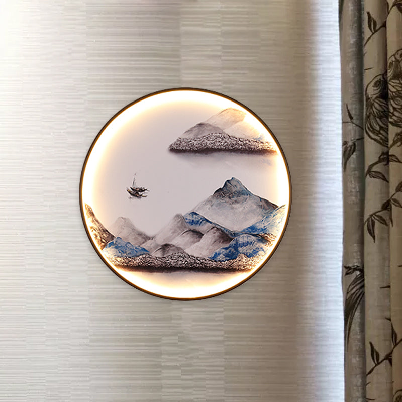 Lámpara de mural decorativa de montaña/pájaro Luz de metal japonés Led de pared de pared de pared para comedor para comedor