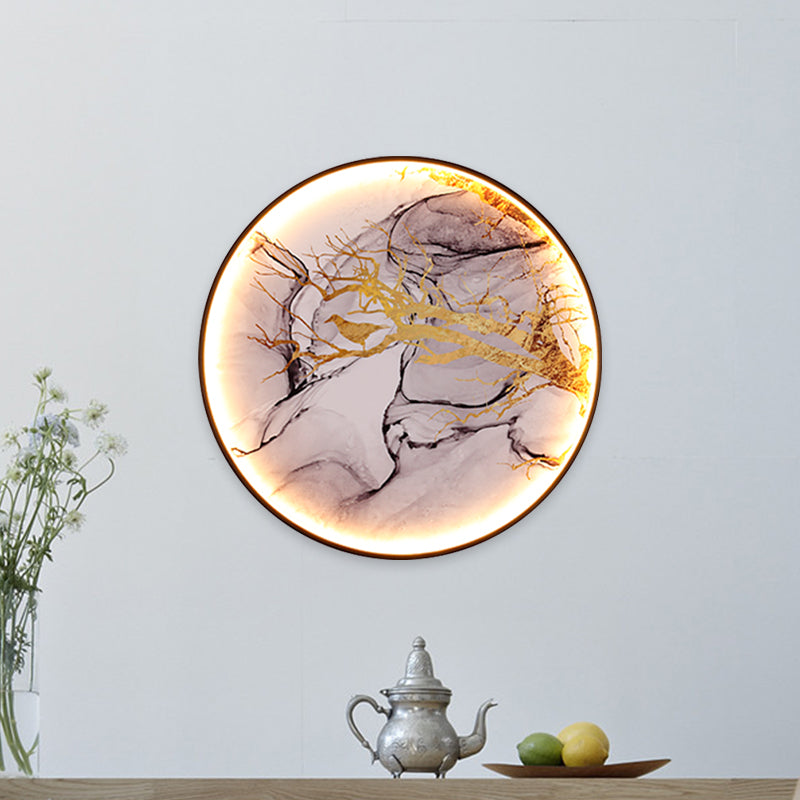 Flor asiática/tela de pájaro iluminación mural de la pared LED Lights en negro para sala de estar