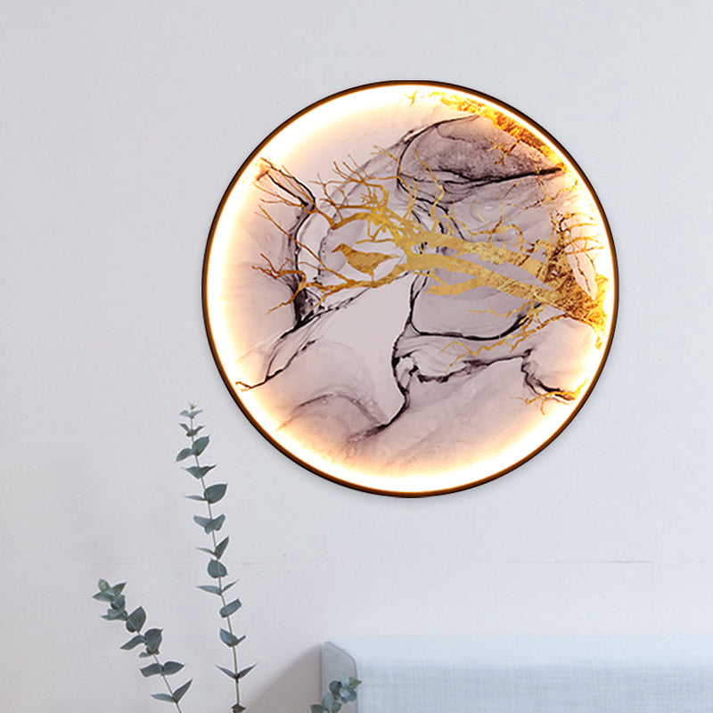 Aziatische bloem/vogelstof stof verlichting LED muurlamp in het zwart voor woonkamer