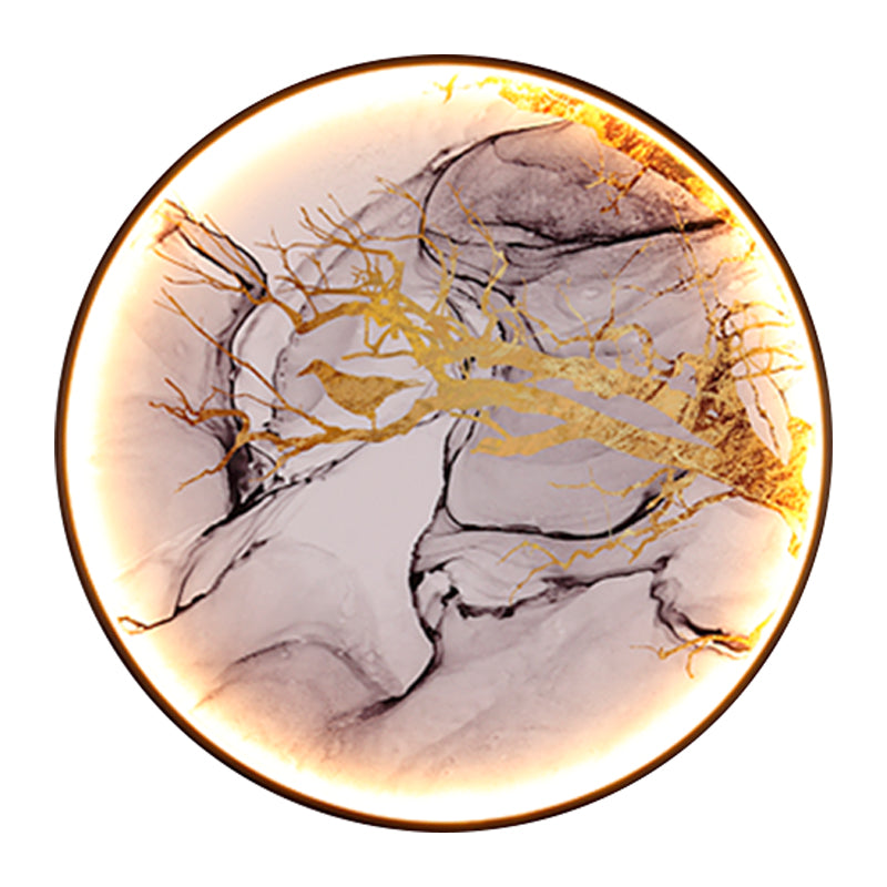 Flor asiática/tela de pájaro iluminación mural de la pared LED Lights en negro para sala de estar