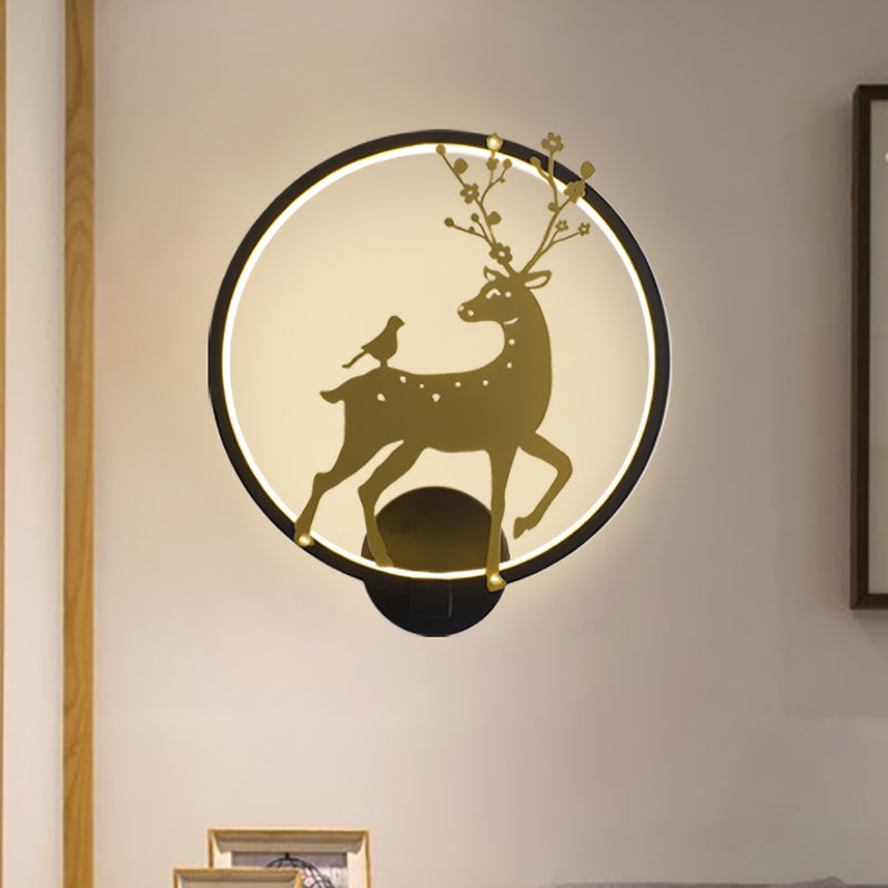 SIKA Deer / Elephant Aluminium Mural Lampe moderniste Black-Gold LED Mur Mount Lumière pour Parlor
