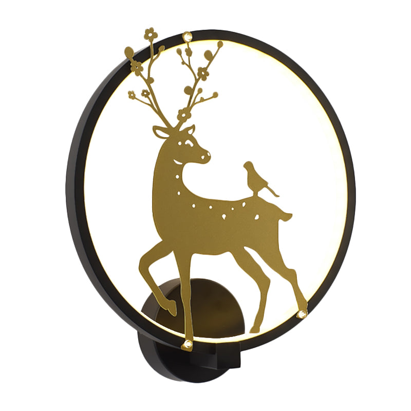 SIKA Deer / Elephant Aluminium Mural Lampe moderniste Black-Gold LED Mur Mount Lumière pour Parlor