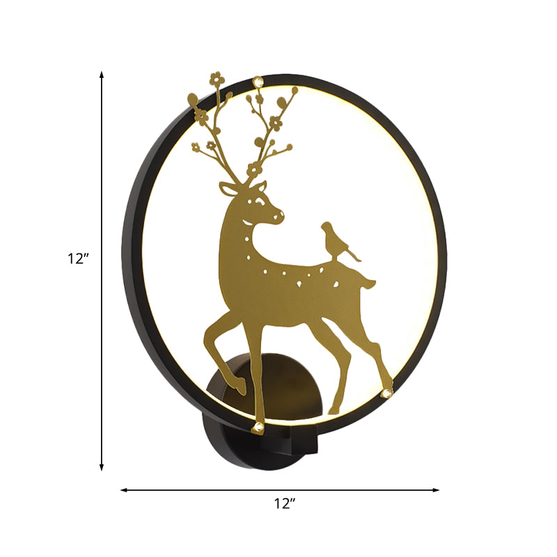 SIKA Deer / Elephant Aluminium Mural Lampe moderniste Black-Gold LED Mur Mount Lumière pour Parlor
