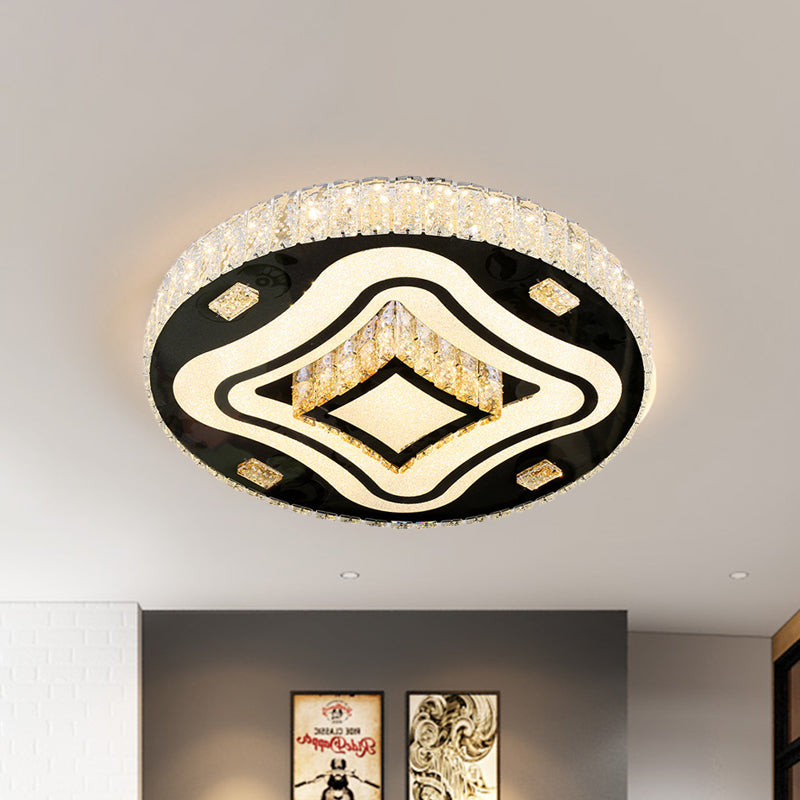 Modern Harlequin Close to Ceiling Lamp Crystal Prisms LED Flush Mount Light Fixture in Stainless Steel