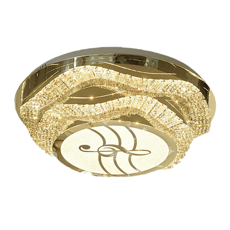 Hand-Cut Crystal Stainless Steel Flushmount Musical Note LED Simple Light Fixture Ceiling