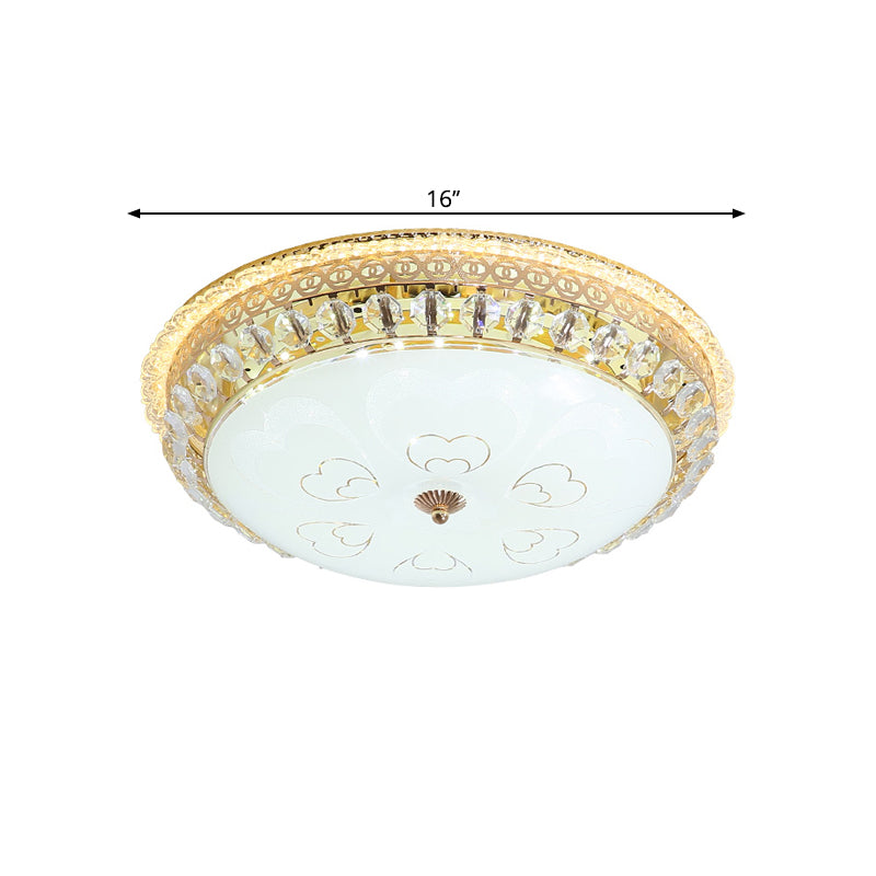 Circle Crystal Block Flushmount Lamp Modernist LED Gold Flush Light Fixture for Bedroom