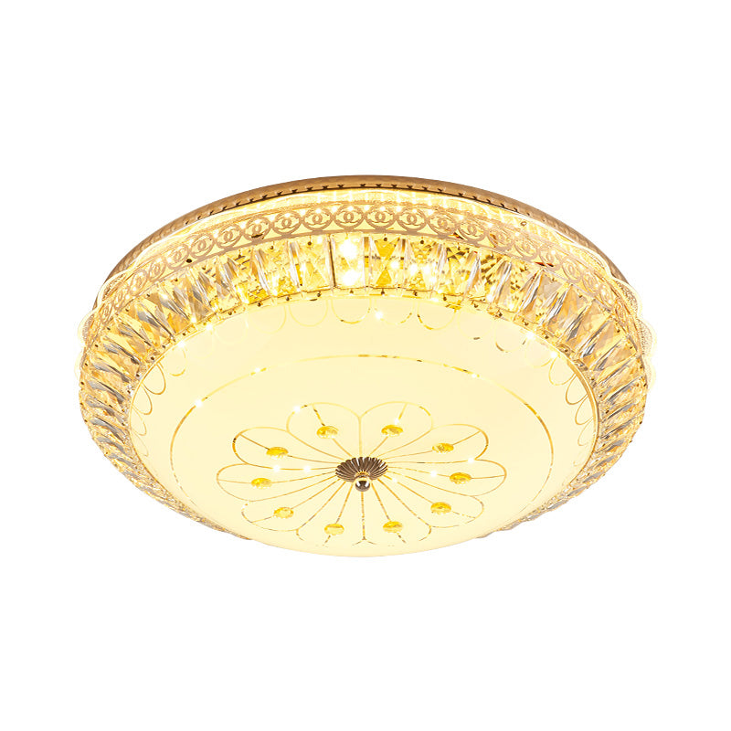 Gold Round Ceiling Mounted Light Modernism LED Crystal Flushmount Lighting for Bedroom