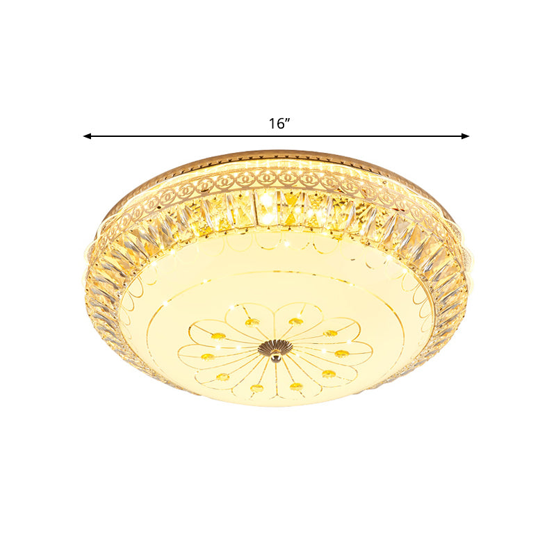 Gold Round Ceiling Mounted Light Modernism LED Crystal Flushmount Lighting for Bedroom