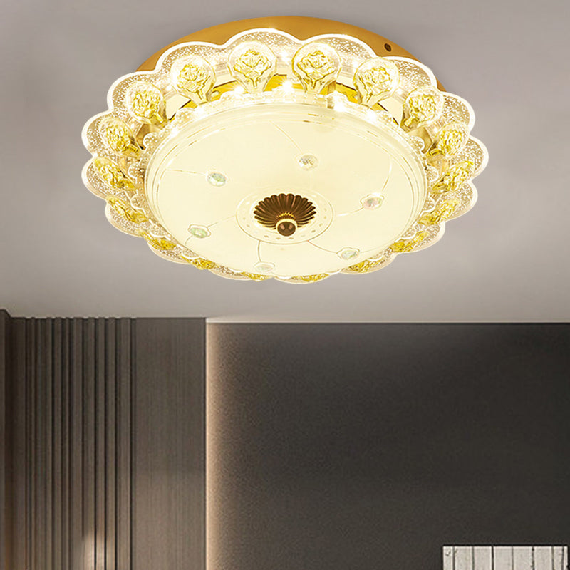 Circolare Corridoio Soffsh Flush Mount Crystal LED Modernismo Flush Light Fixture in Gold