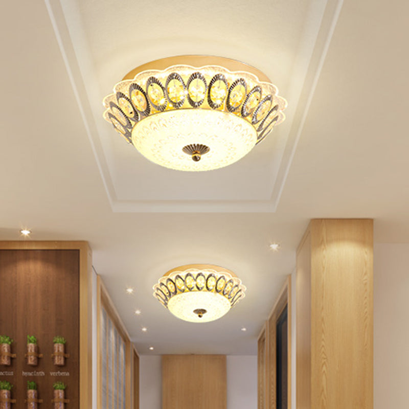 Lampada da incasso a fiore in cristallo trasparente Lampada da incasso modernista a LED in oro per soggiorno