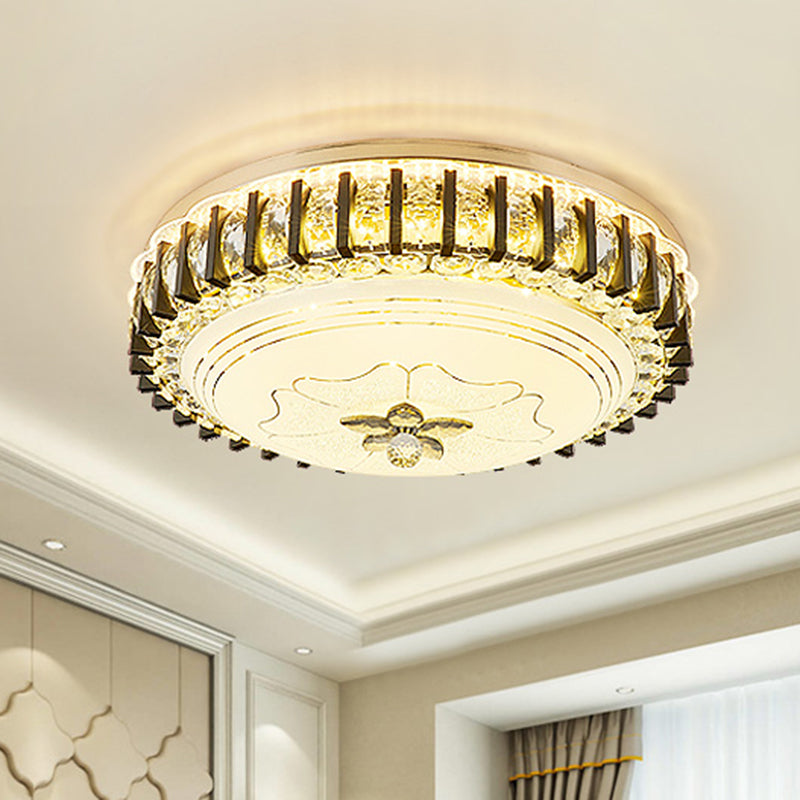 Black Drum Flushmount Lighting Modernism LED Crystal Ceiling Flush for Dining Room