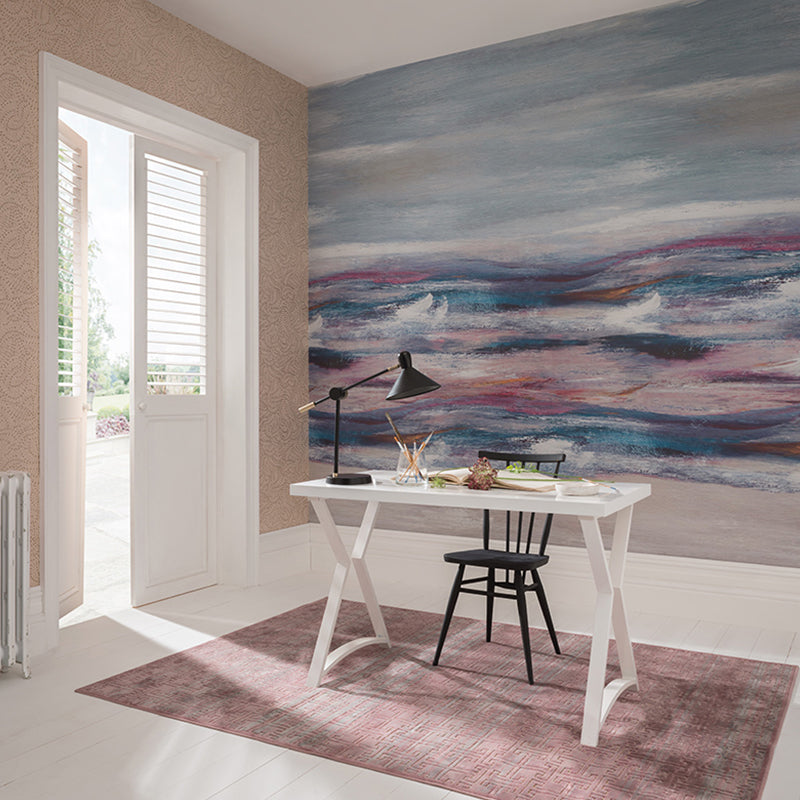 Blue and Purple Simplicity Mural Wallpaper Custom-Printed Ombre Wall Art for Study Room