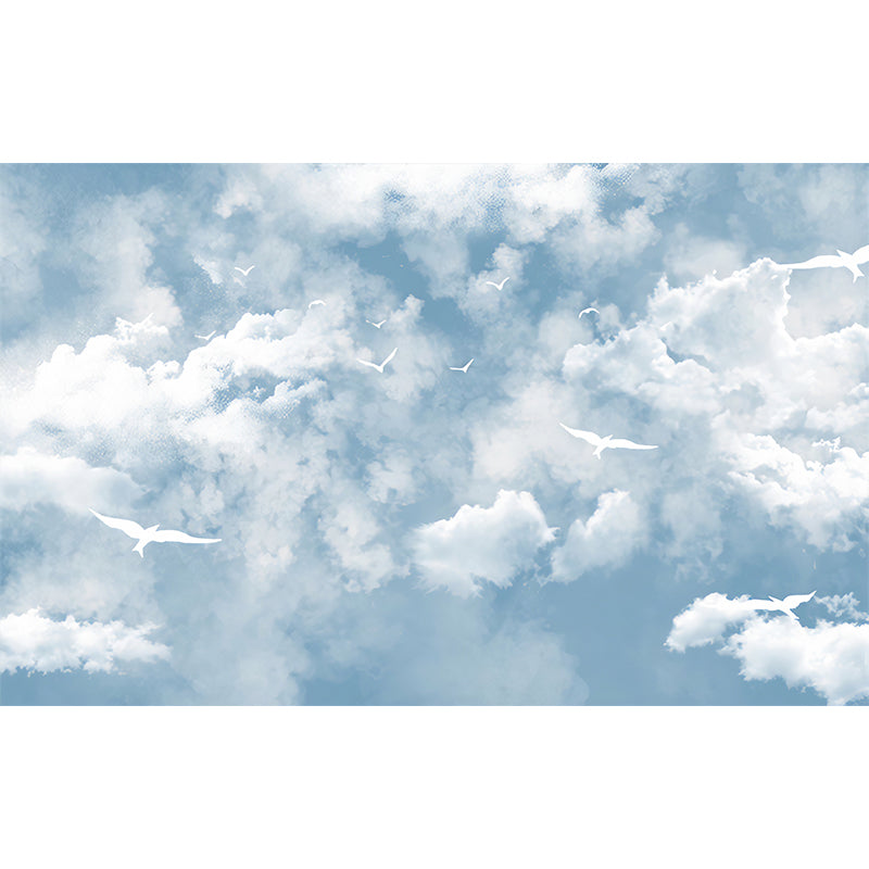Simplicity Sky and Cloud Mural Wallpaper for Guest Room Decor, Pastel Blue, Made to Measure