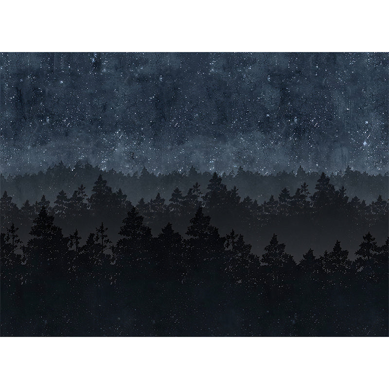 Illustration Night Forest Wall Art Full Size Wall Mural Decal for Kitchen, Personalized Size Available