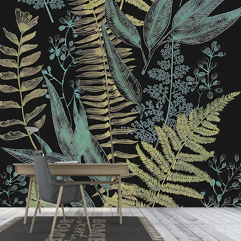 Simplicity Tropical Leaves Wall Covering Guest Room Wall Mural Decal, Made to Measure