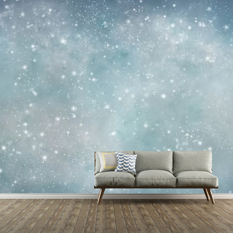 Blue Contemporary Mural Wallpaper Customized Size Stars Wall Art for Living Room Decoration