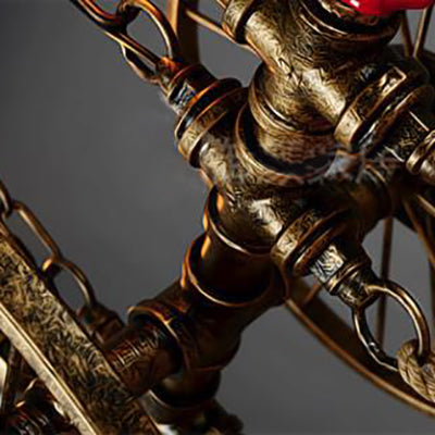 Wheel Design Metal Island Lamp Vintage Stylish 2 Heads Restaurant Island Pendant Lighting in Brass