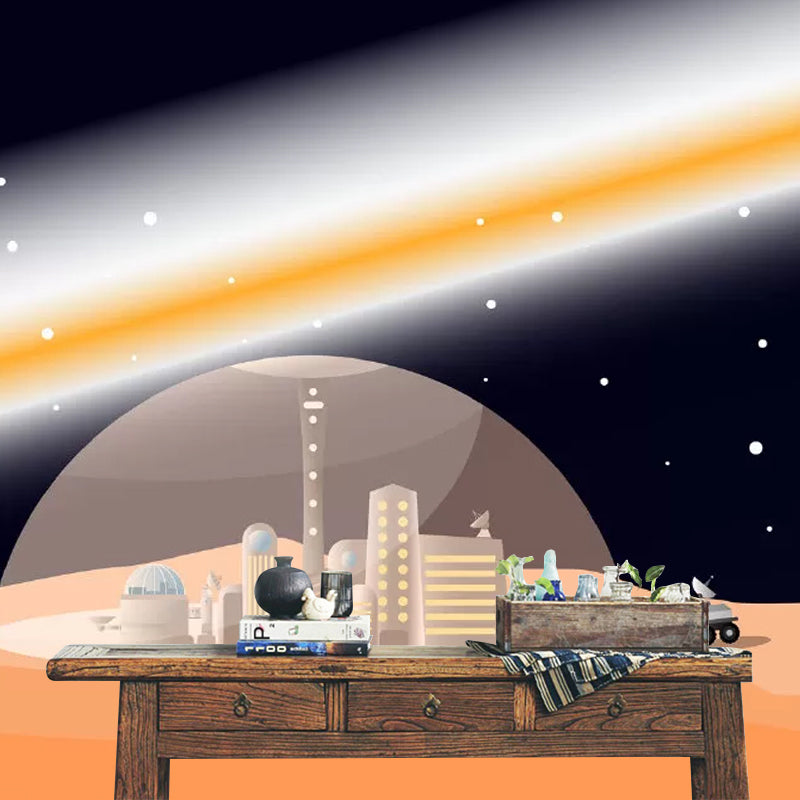 Stain-Resistant Outer Space Mural Wallpaper Custom Minimalist Wall Art for Kid's Bedroom Decoration