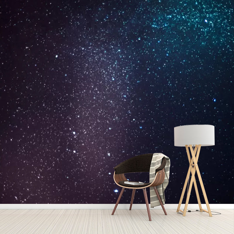 Blue and Black Nordic Mural Wallpaper Customized Size Galaxy Wall Covering for Bedroom