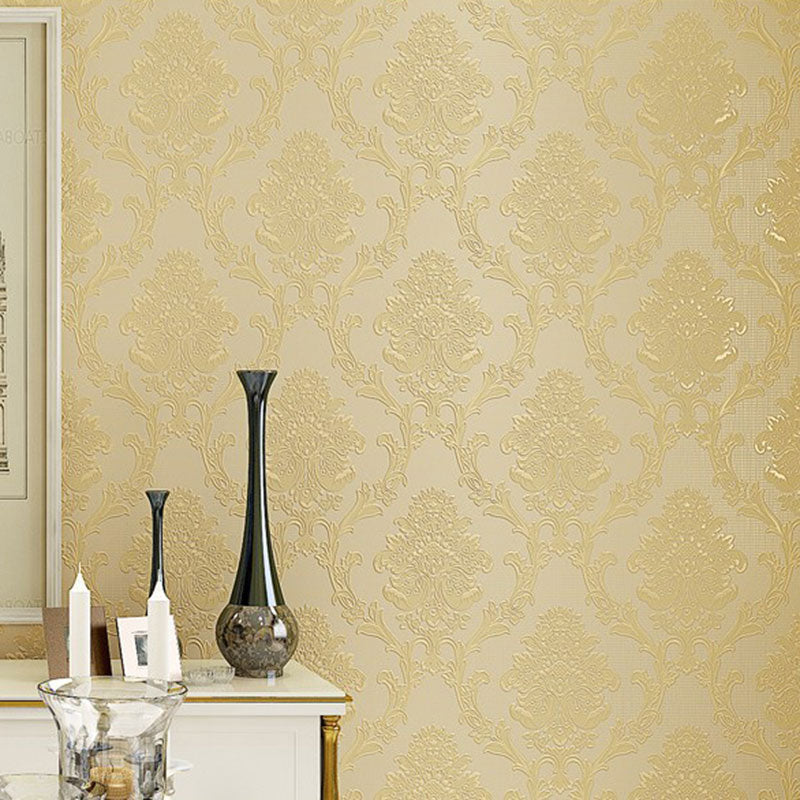 Classic Damask Design Wallpaper Guest Room Decorative Self-Adhesive Wall Covering, 20.5"W x 19.5'L