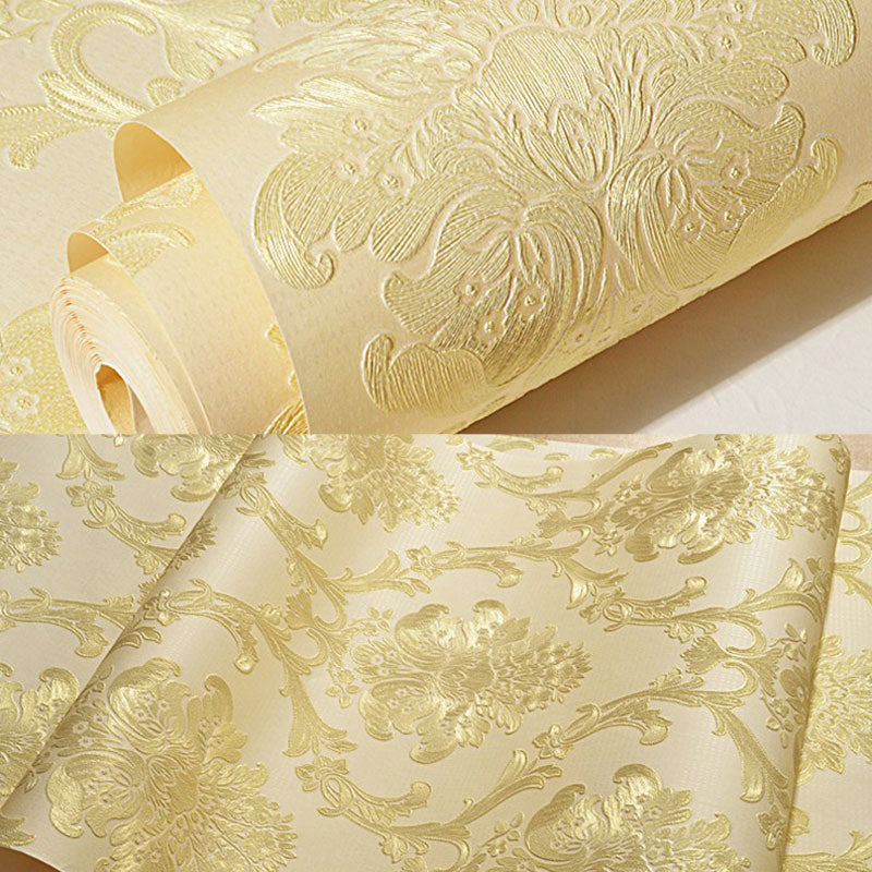 Classic Damask Design Wallpaper Guest Room Decorative Self-Adhesive Wall Covering, 20.5"W x 19.5'L