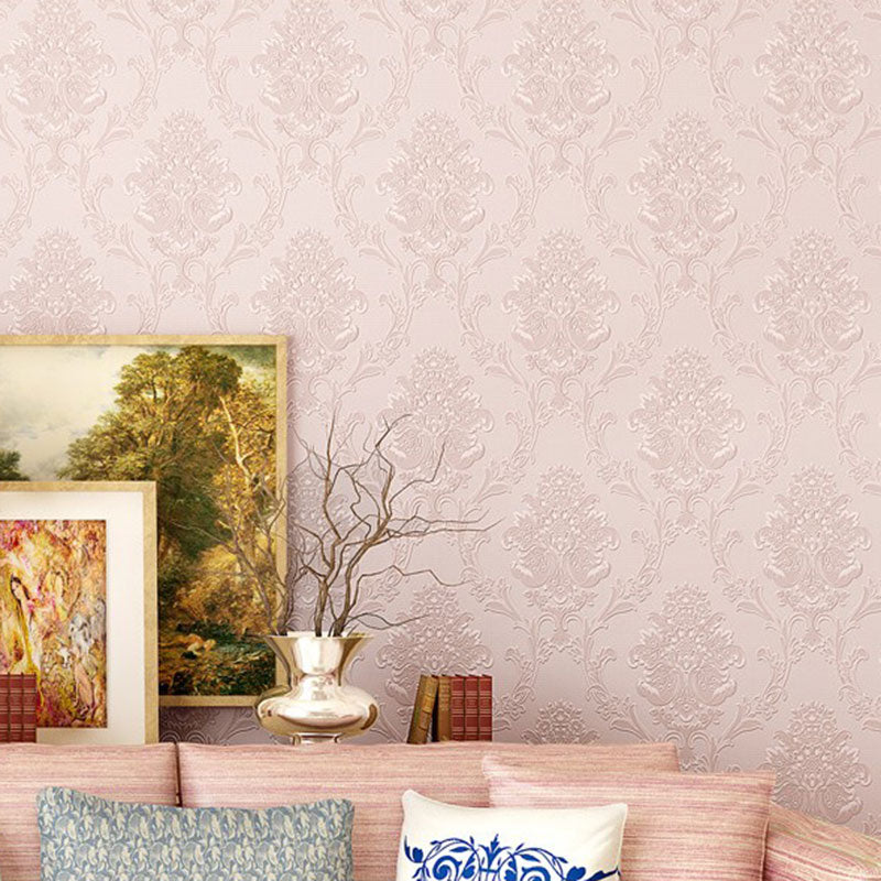 Classic Damask Design Wallpaper Guest Room Decorative Self-Adhesive Wall Covering, 20.5"W x 19.5'L