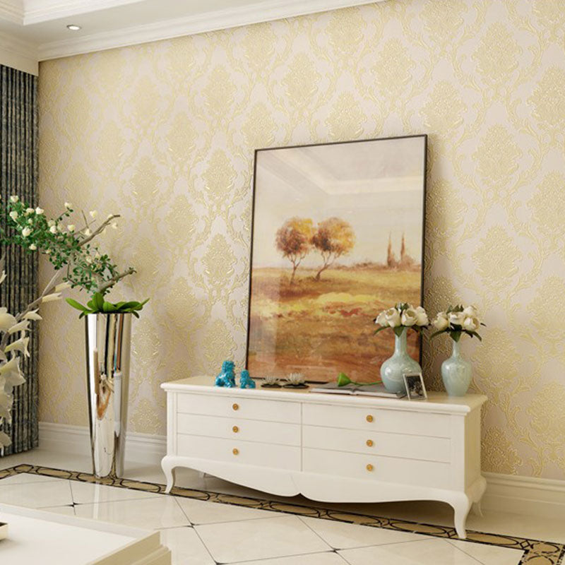 Classic Damask Design Wallpaper Guest Room Decorative Self-Adhesive Wall Covering, 20.5"W x 19.5'L
