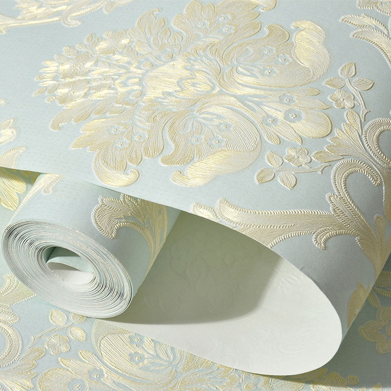 Classic Damask Design Wallpaper Guest Room Decorative Self-Adhesive Wall Covering, 20.5"W x 19.5'L