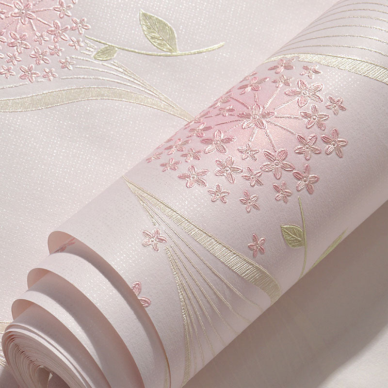 Simple Dandelion Wall Covering Strain-Resistant Wallpaper Roll for Children's Bedroom, Peel and Stick
