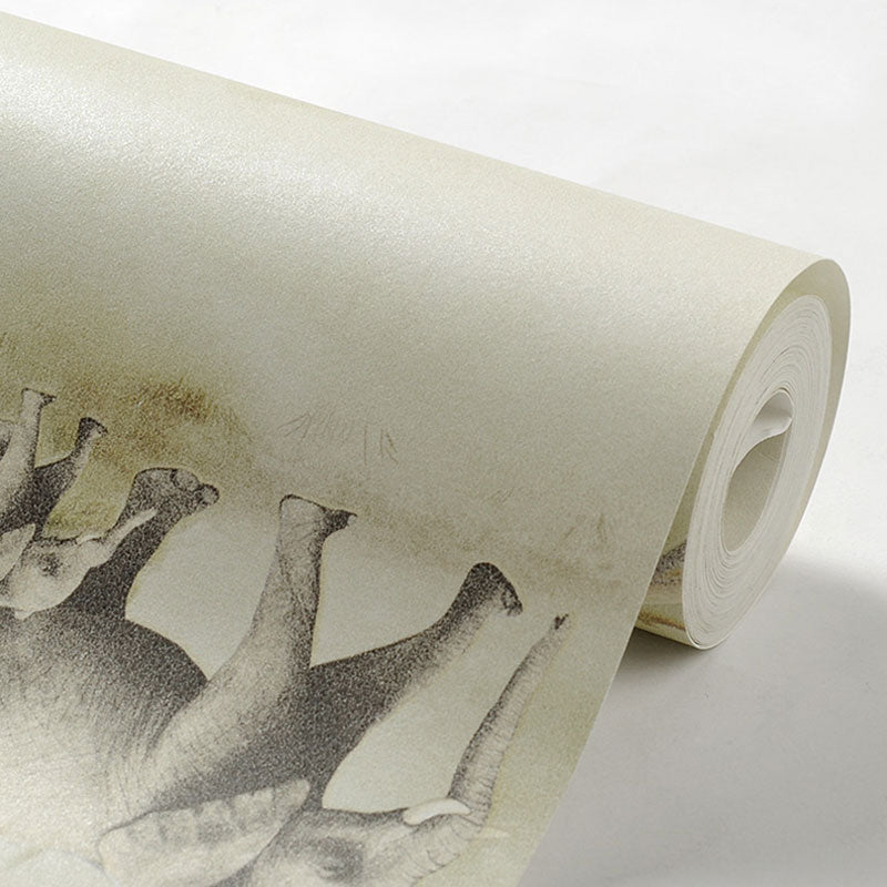 Rouleau de papier peint résistant à l'humidité, décoration murale de dinosaure de couleur neutre, pour chambre d'enfant