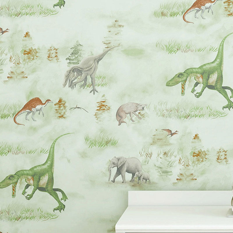 Rouleau de papier peint résistant à l'humidité, décoration murale de dinosaure de couleur neutre, pour chambre d'enfant