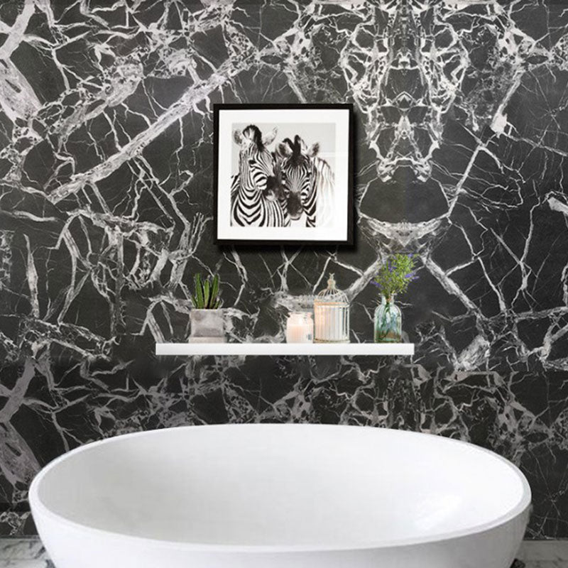 33' x 17.5" Minimalist Wallpaper Roll with Marble Surface Design in Black and White, Peel and Stick